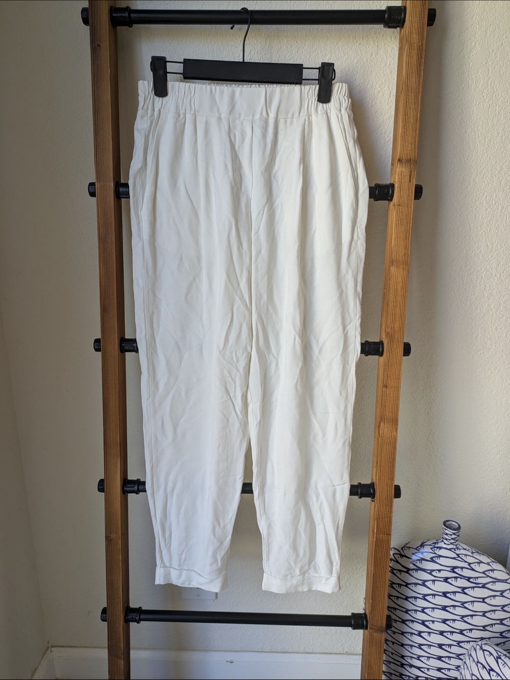 Altamira Milano Women's White High-Rise Elastic-Waist Pants - Estimated Size 4